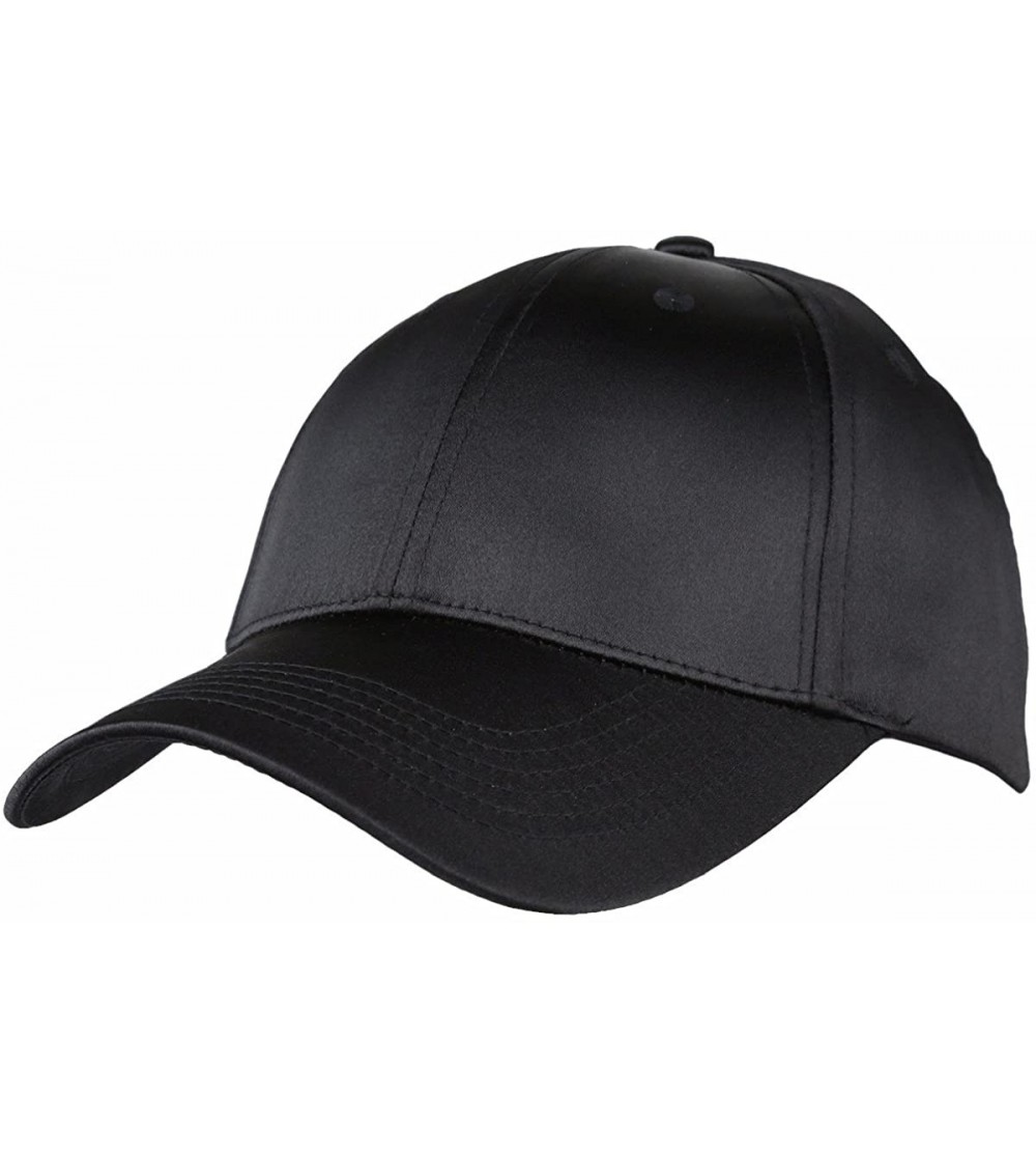 Baseball Caps Baseball Cap-Plain Polyester 6 Panel Satin Sport Dancing Summer Sun Visor Hat - 1-black - CG18DZQ85ZK $14.95