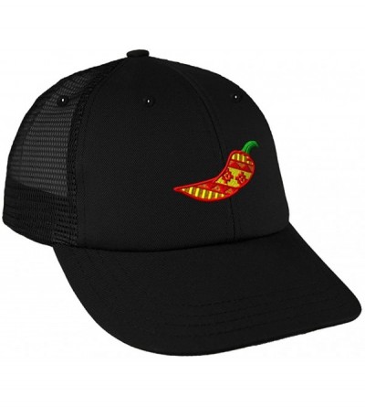 Baseball Caps Food Chili Pepper Embroidery Low Crown Mesh Golf Snapback Hat Cap - Black - CS180GOUGU8 $29.92
