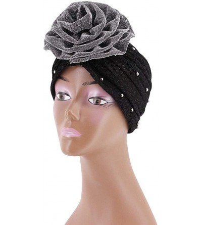 Skullies & Beanies Women's African Flower Pattern Shower Cap Boho Style Bath Hat Wide Band Sleep Headwear Bonnets for Women/G...