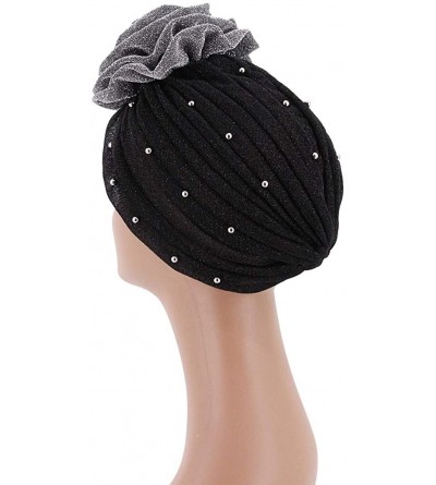 Skullies & Beanies Women's African Flower Pattern Shower Cap Boho Style Bath Hat Wide Band Sleep Headwear Bonnets for Women/G...