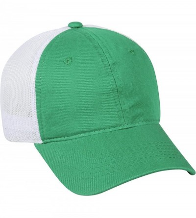 Baseball Caps Garment Washed Meshback Cap - Kelly Green/White - CC11IDG7RB5 $21.39