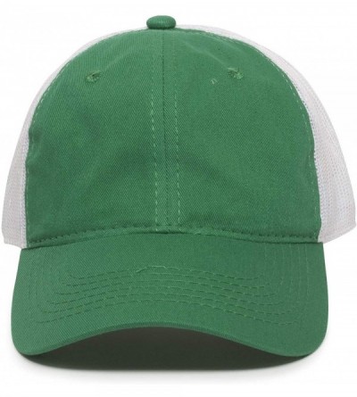 Baseball Caps Garment Washed Meshback Cap - Kelly Green/White - CC11IDG7RB5 $12.10