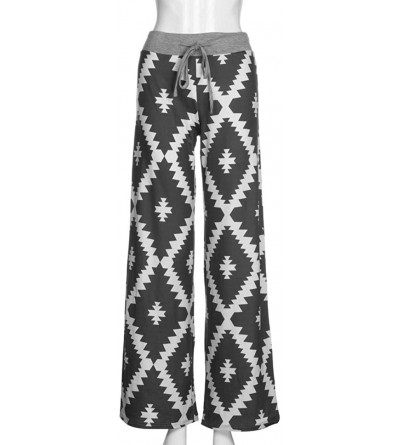 Skullies & Beanies Women Sleep Wear Pyjama Pants Geometry Printing Drawstring Lounge Pants Palazzo - CF18D9MQ8UY $7.78