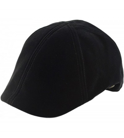 Newsboy Caps Mens Fall- Winter 6pannel Duck Bill Curved Ivy Looks Velvet Hat S/M L/XL - Black - CX12N2IPH3A $34.05