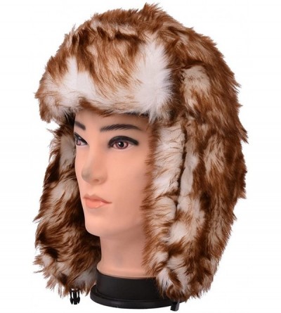 Bomber Hats Earflap Hat Winter Faux Fur Trapper Ski Hats Womens Girls Mens Multi Styles - Faux Fur - Red Brown & White - CF11...