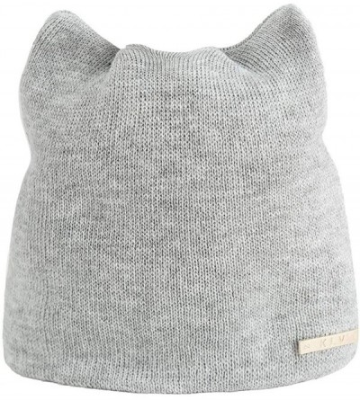 Skullies & Beanies Women Cute Cat Ear Cable Knit Beanie Hat Winter Warm Soft Chunky Ski Caps - Gray - C918KCSW7H3 $9.54
