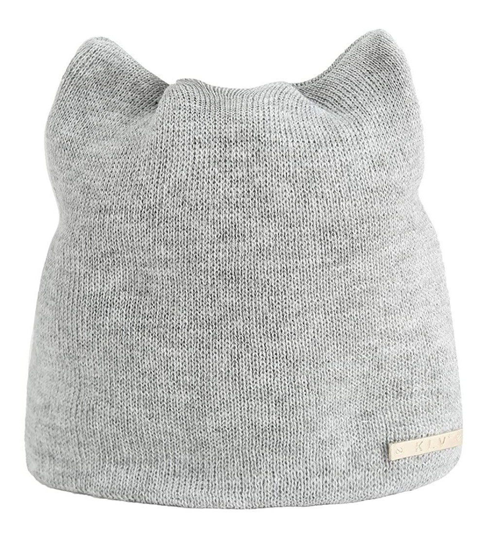 Skullies & Beanies Women Cute Cat Ear Cable Knit Beanie Hat Winter Warm Soft Chunky Ski Caps - Gray - C918KCSW7H3 $9.54