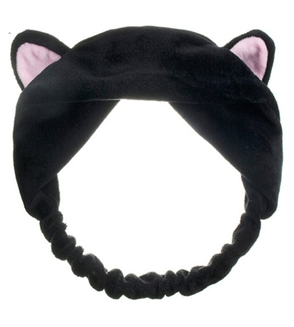 Headbands Girl's Fashion Cute Cat Ears Headband Hair Head Band Party Gift Headdress(Black) - Black - CE17YCCI54N $9.20