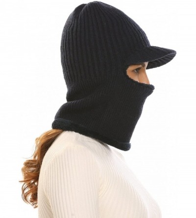 Skullies & Beanies Unisex Neck Warmer Ski Face Mask Winter Hat Visor Balaclava Beanie - Navy Blue - CI186I0C8H3 $19.02