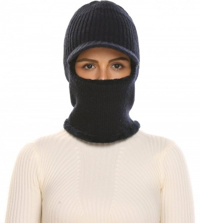 Skullies & Beanies Unisex Neck Warmer Ski Face Mask Winter Hat Visor Balaclava Beanie - Navy Blue - CI186I0C8H3 $19.02