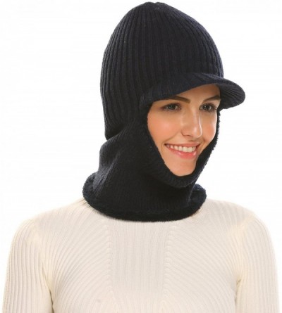 Skullies & Beanies Unisex Neck Warmer Ski Face Mask Winter Hat Visor Balaclava Beanie - Navy Blue - CI186I0C8H3 $19.02