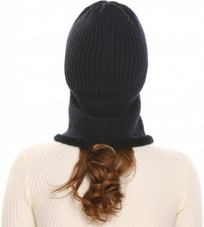 Skullies & Beanies Unisex Neck Warmer Ski Face Mask Winter Hat Visor Balaclava Beanie - Navy Blue - CI186I0C8H3 $19.02