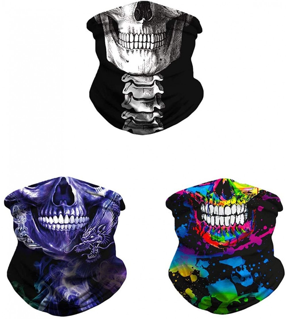 Balaclavas Gaiter Bandana Breathable Balaclava Protection - O-dark Color With Teeth-3pcs - CP197YD4S3U $22.25