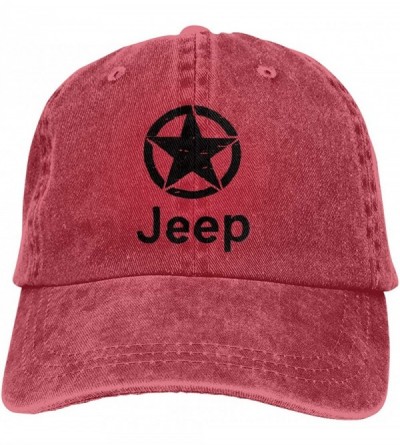 Baseball Caps Jeep Star Adjustable Sports Denim Hat Baseball Cap Hat Cowboy Hat - Red - CY18YUQK7Z5 $28.47
