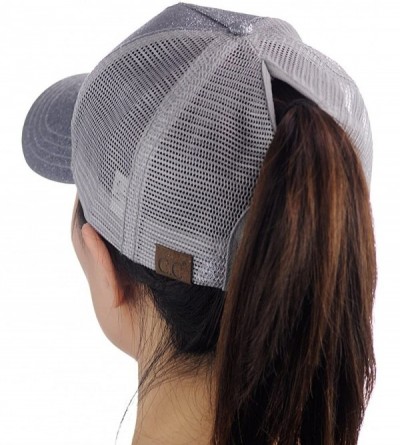 Baseball Caps Ponycap Messy High Bun Ponytail Adjustable Glitter Mesh Trucker Baseball Cap - Gray - CM18255H4C4 $17.48