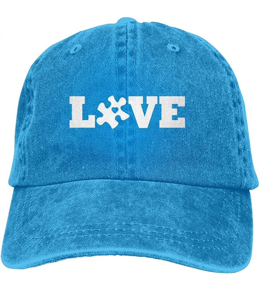 Baseball Caps Men's/Women's Denim Fabric Baseball Hat Adjustable Strap Low Profile Love Autism Awareness Sports Denim Cap - C...
