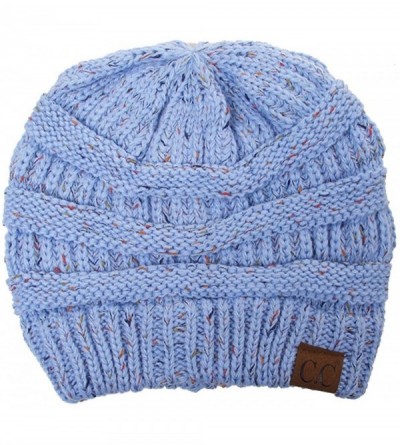 Skullies & Beanies Unisex Confetti Ribbed Cable Knit Thick Soft Warm Winter Beanie Hat - Pale Blue - CL18QLDZ0HA $14.86