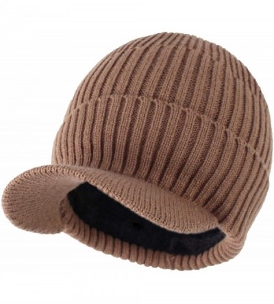 Skullies & Beanies Men's Winter Warm Thick Knit Beanie Hat with Visor - A-khaki - CU18AHGZ4C4 $11.07