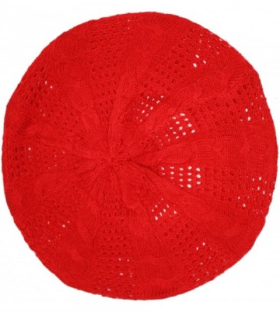 Berets Lightweight Knit Slouchy Beret - Red - CF12K3BLFHT $14.01