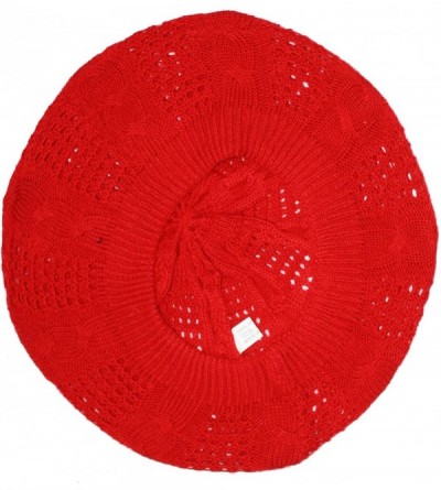 Berets Lightweight Knit Slouchy Beret - Red - CF12K3BLFHT $14.01