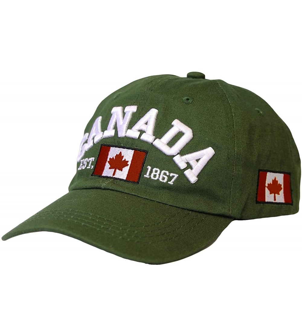 Baseball Caps Cotton Baseball Cap Canada Maple Flag Embroidery LX1382 - Green - CN18XTTO4AD $15.78