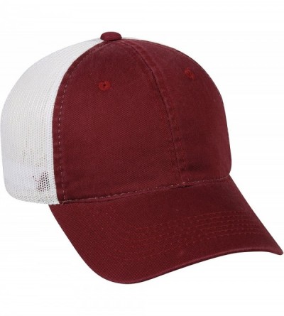 Baseball Caps Garment Washed Meshback Cap - Burgundy/White - CM114XY5BOB $15.44