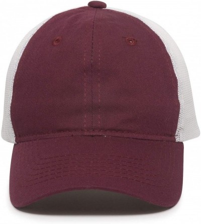 Baseball Caps Garment Washed Meshback Cap - Burgundy/White - CM114XY5BOB $15.44