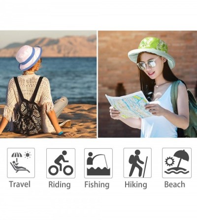 Sun Hats Womens Bucket Hat UV Sun Protection Lightweight Packable Summer Travel Beach Cap - Green/White - CP18QMD8C5S $8.27