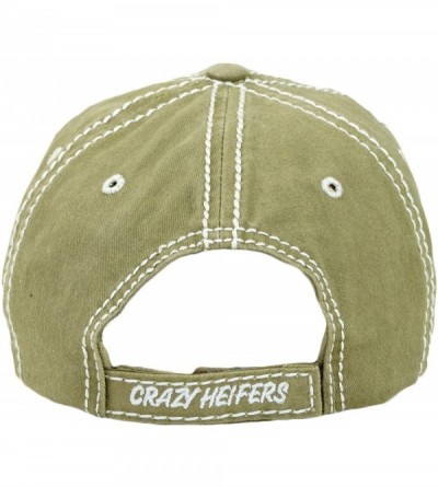 Baseball Caps Vintage Ball Caps for Women Mama Bear Dog Mom Washed Cap - Crazy Heifers- Khaki - CV18ZYGLSYK $20.51