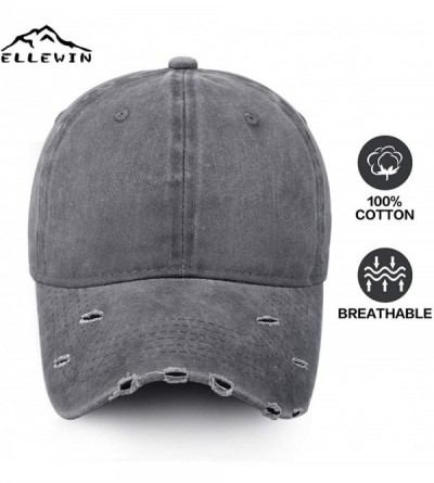 Baseball Caps Unisex Classic Plain Baseball Cap Adjustable Unstructured 6 Panel Dad Hats - A-chic Ripped-grey New-m/L - CF192...