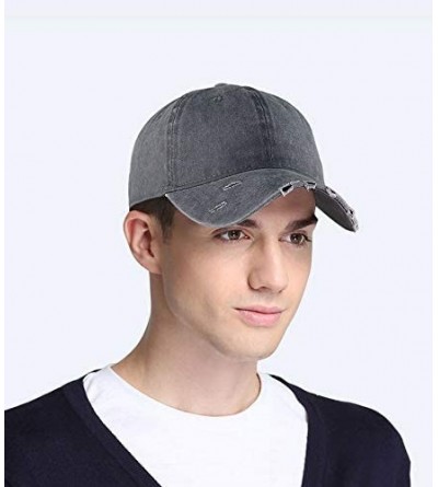 Baseball Caps Unisex Classic Plain Baseball Cap Adjustable Unstructured 6 Panel Dad Hats - A-chic Ripped-grey New-m/L - CF192...