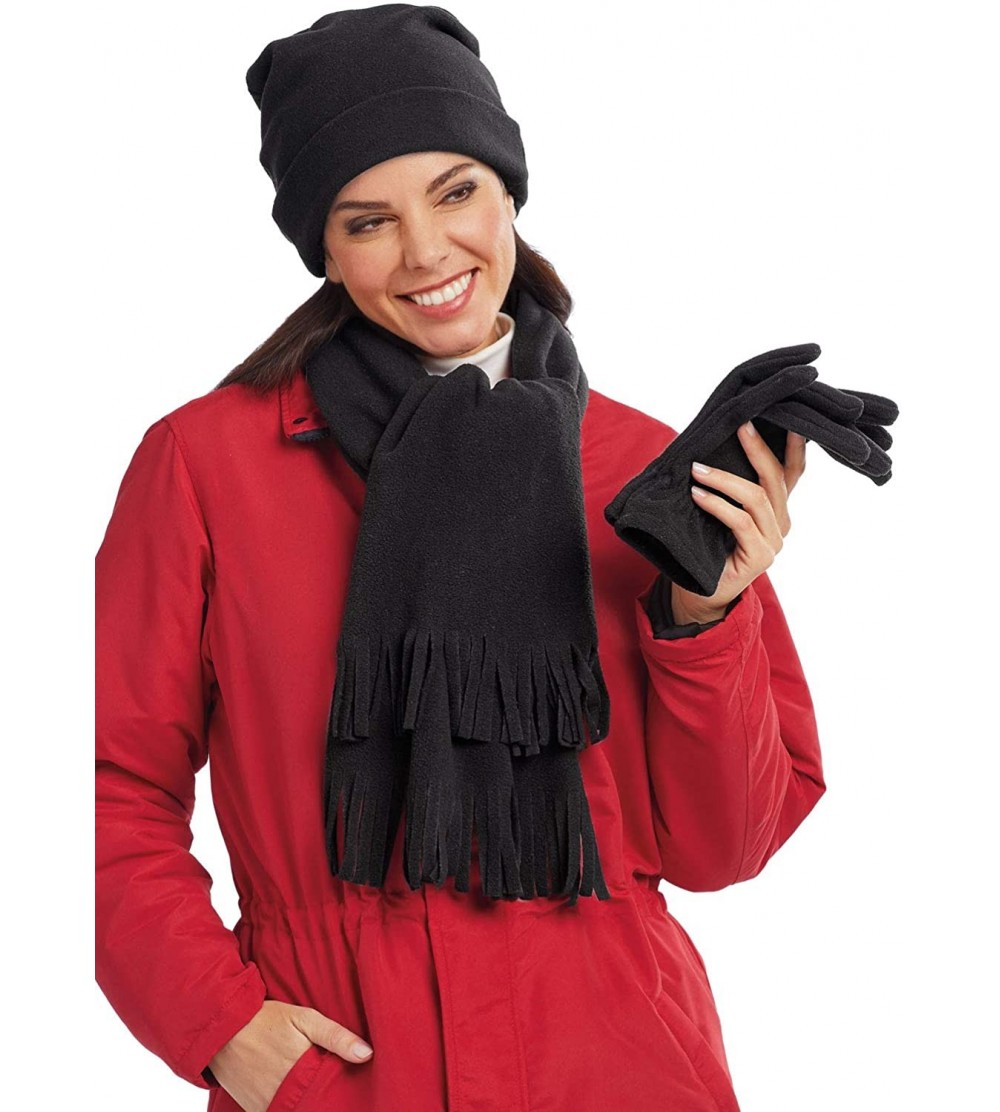 Berets Hat Scarf and Glove Set - Black - CD18INOMY9C $14.55