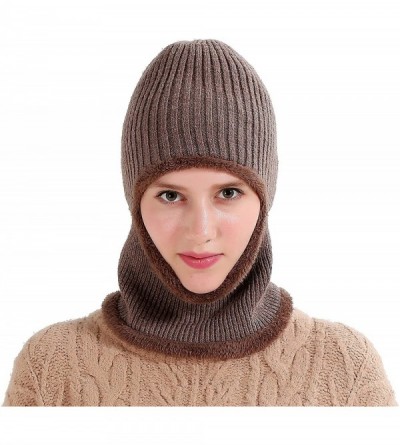 Balaclavas Windproof Ski Face Mask Winter Hats Warm Knitted Balaclava Beanie Hat - Khaki - CG1878I6XDL $22.21
