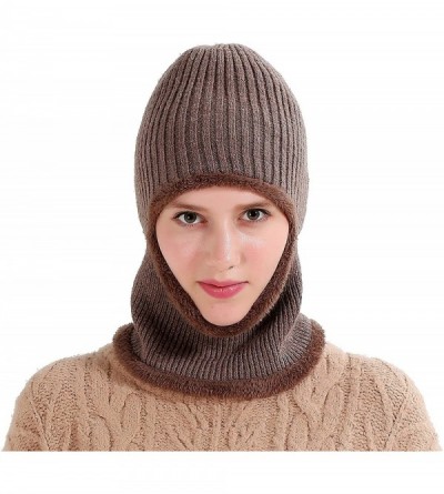 Balaclavas Windproof Ski Face Mask Winter Hats Warm Knitted Balaclava Beanie Hat - Khaki - CG1878I6XDL $12.78