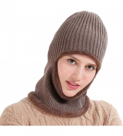 Balaclavas Windproof Ski Face Mask Winter Hats Warm Knitted Balaclava Beanie Hat - Khaki - CG1878I6XDL $12.78