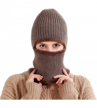 Balaclavas Windproof Ski Face Mask Winter Hats Warm Knitted Balaclava Beanie Hat - Khaki - CG1878I6XDL $12.78