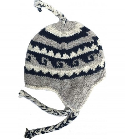Skullies & Beanies Wool Winter Chullo Beanie Fleece Lined Toque Cap Ear Flaps Sherpa Peruvian Hat - V-22 - CJ18OOO4O5E $43.67