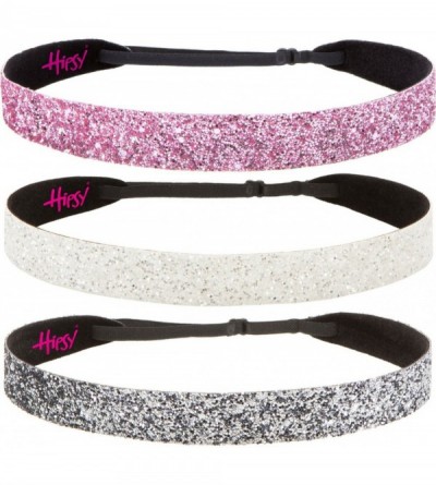 Headbands Women's Adjustable NO SLIP Bling Glitter Wide Cute Headbands Gift Packs (Wide Gunmetal/White/L. Pink 3pk) - CW12FHC...