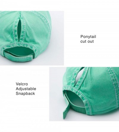 Baseball Caps Exclusives Hatsandscarf Washed Distressed Cotton Denim Ponytail Hat Adjustable Baseball Cap (BT-761) - CP18RIZT...