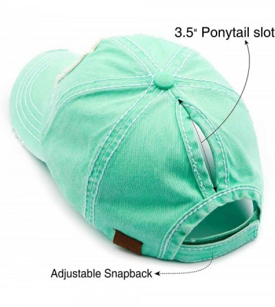 Baseball Caps Exclusives Hatsandscarf Washed Distressed Cotton Denim Ponytail Hat Adjustable Baseball Cap (BT-761) - CP18RIZT...