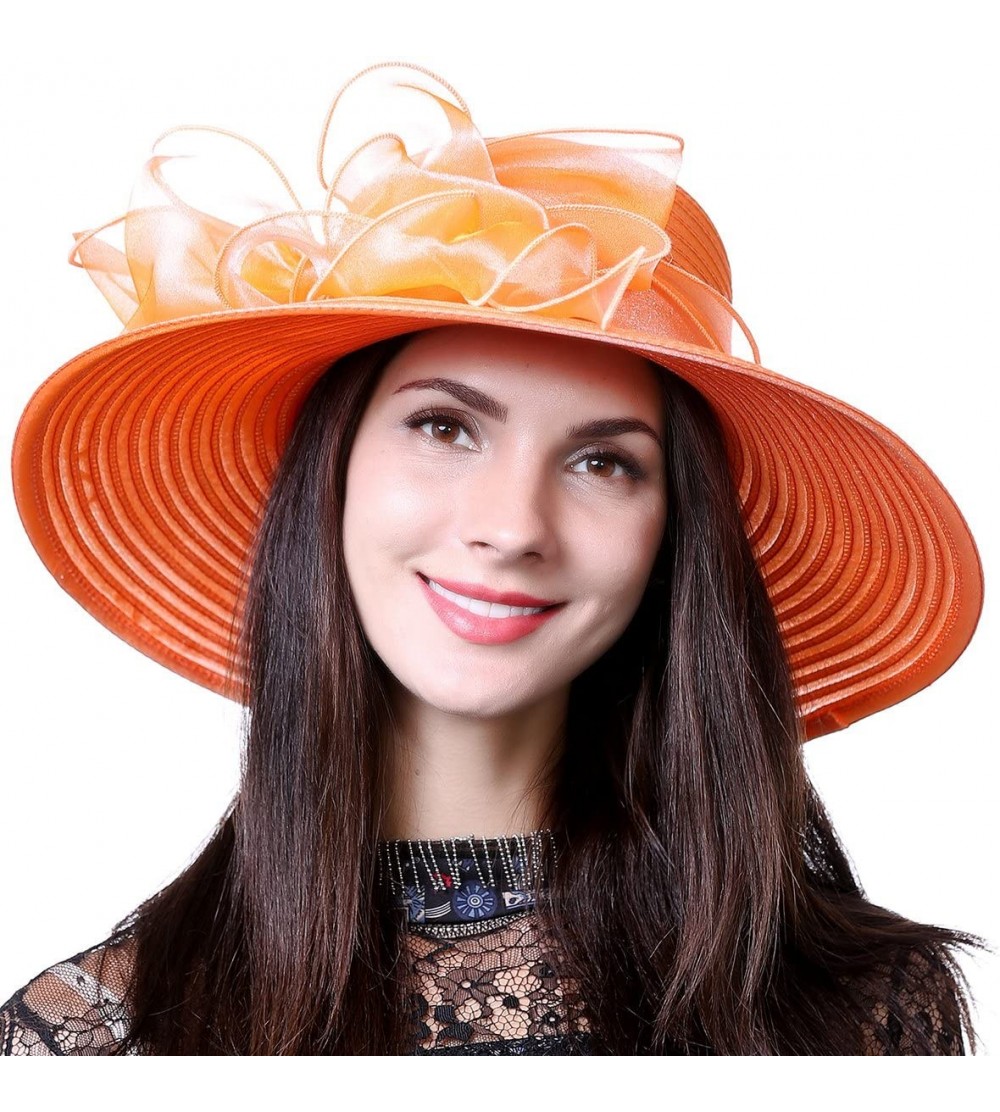Sun Hats Lightweight Kentucky Derby Church Dress Wedding Hat S052 - S062-orange - CJ12CEWPPNZ $27.24