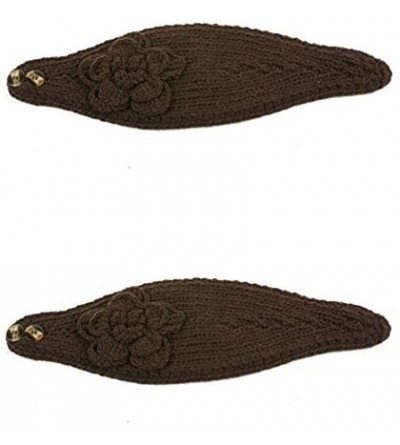 Headbands Women's Headband Neck/Ear Warmer Hand Made Black 812HB - 2 Pcs Brown & Brown - CX122N41TWZ $39.91