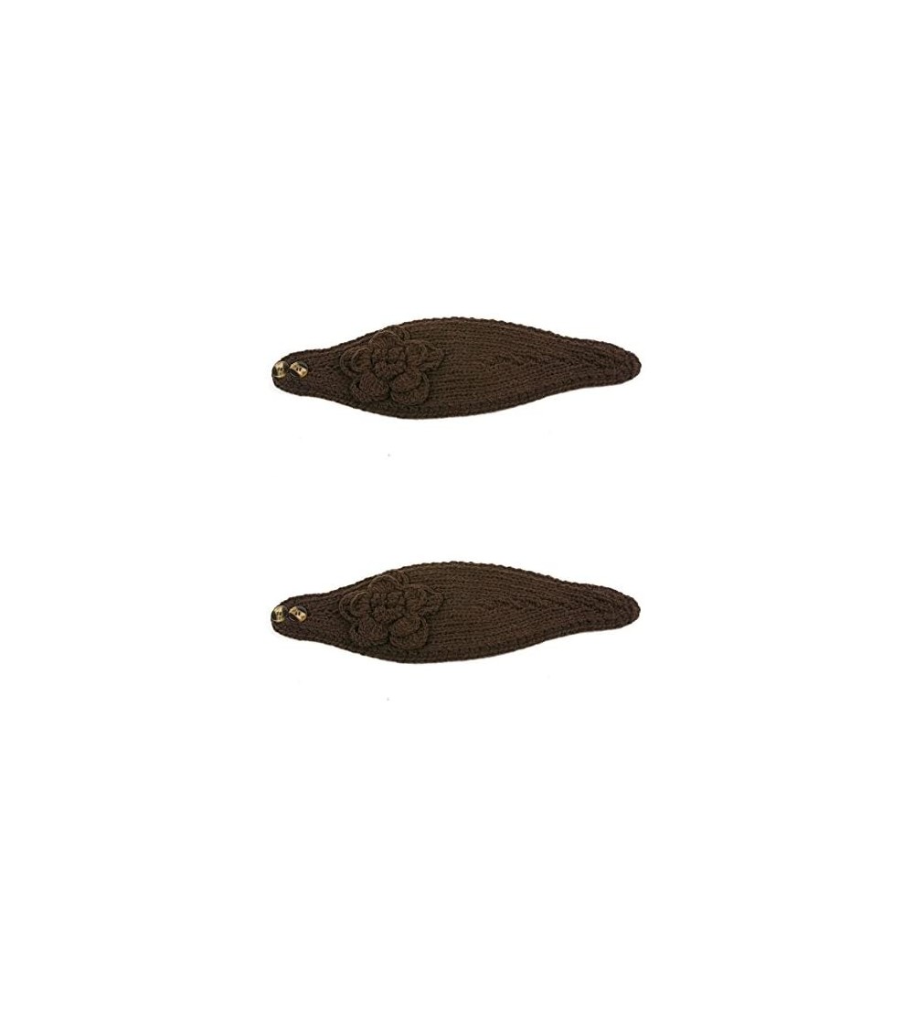 Headbands Women's Headband Neck/Ear Warmer Hand Made Black 812HB - 2 Pcs Brown & Brown - CX122N41TWZ $16.18