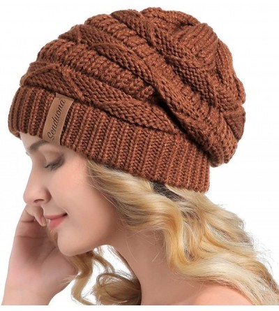 Skullies & Beanies Women Slouchy Beanie Winter Baggy Warm Snow Knit Hat Thick Oversized Skull Cap - Rust - C318YXA62SH $9.59