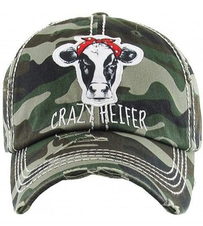 Baseball Caps Adjustable Ladies Womens Baseball Cap Heifer Cow Hat - Camo Crazy Heifer - CY18MC7KAOG $18.33