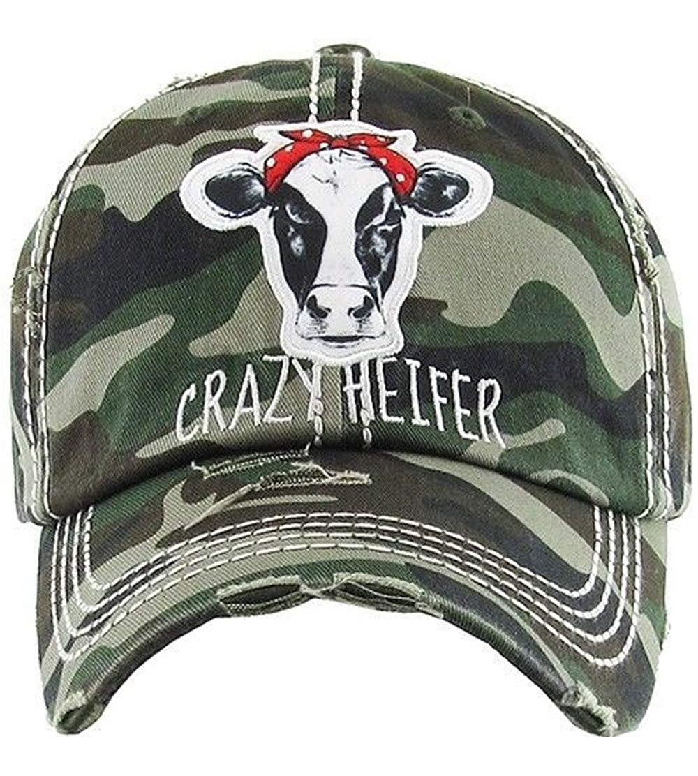 Baseball Caps Adjustable Ladies Womens Baseball Cap Heifer Cow Hat - Camo Crazy Heifer - CY18MC7KAOG $18.33