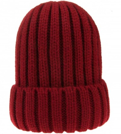 Skullies & Beanies Womens Winter Headwear Thick Soft Cable Knit Beanie Hats - Violet Red - CR18H3QLH7W $7.18