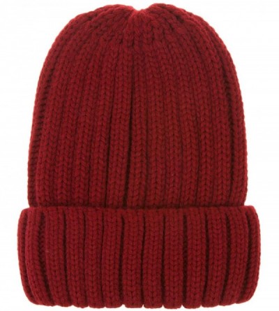 Skullies & Beanies Womens Winter Headwear Thick Soft Cable Knit Beanie Hats - Violet Red - CR18H3QLH7W $7.18