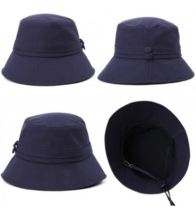 Bucket Hats Bucket Cord Sun Summer Beach Hat Wide Brim for Women Foldable UPF 50+ - 89024_navy - C017YX8M74A $14.18