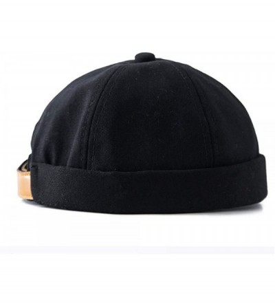 Skullies & Beanies No Brim Docker Leon Beanie Cap Rolled Cuff Retro Worker Sailor Cap - Black - CF18H37UOWH $9.21